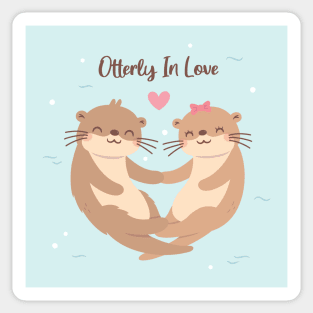 Cute Otter Couple, Otterly In Love Pun Sticker